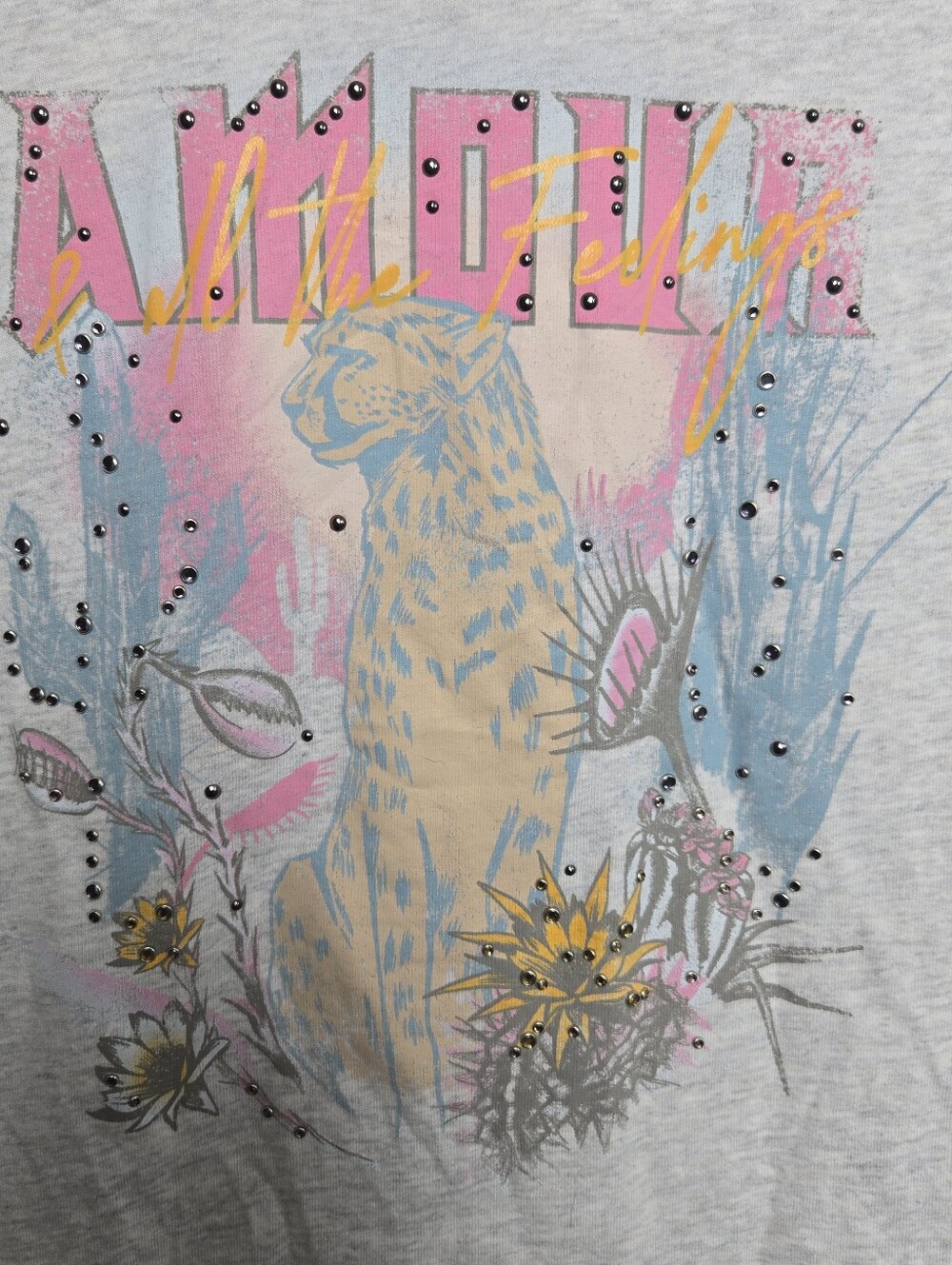 Zadig & Voltaire Tommer HC concert cheetah studded t-shirt M - Picture 3 of 11